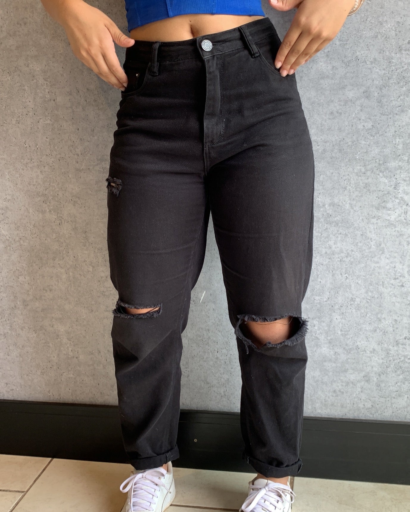 Calça Jeans Mom Black